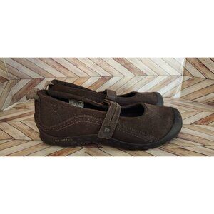 Youth Junior Merrell Plaza Bandeau Dark Brown Suede Mary Jane Shoe Size 6 37